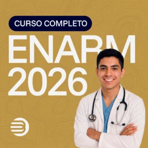 Portada del Curso Completo ENARM 2026 de Aesculapyus con estudiante de medicina.